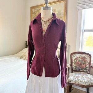 burgundy button down top  SO button front top size large